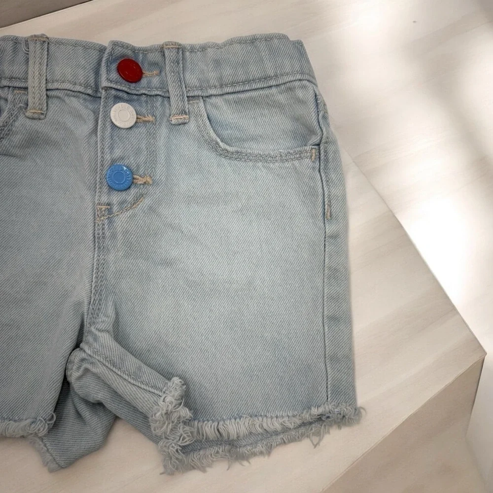 Old Navy Denim Frayed Casual Shorts Button Up Toddler Girls 4T